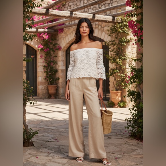 Lulus Tops - Lulus Good Day White Crochet Off The Shoulder Top